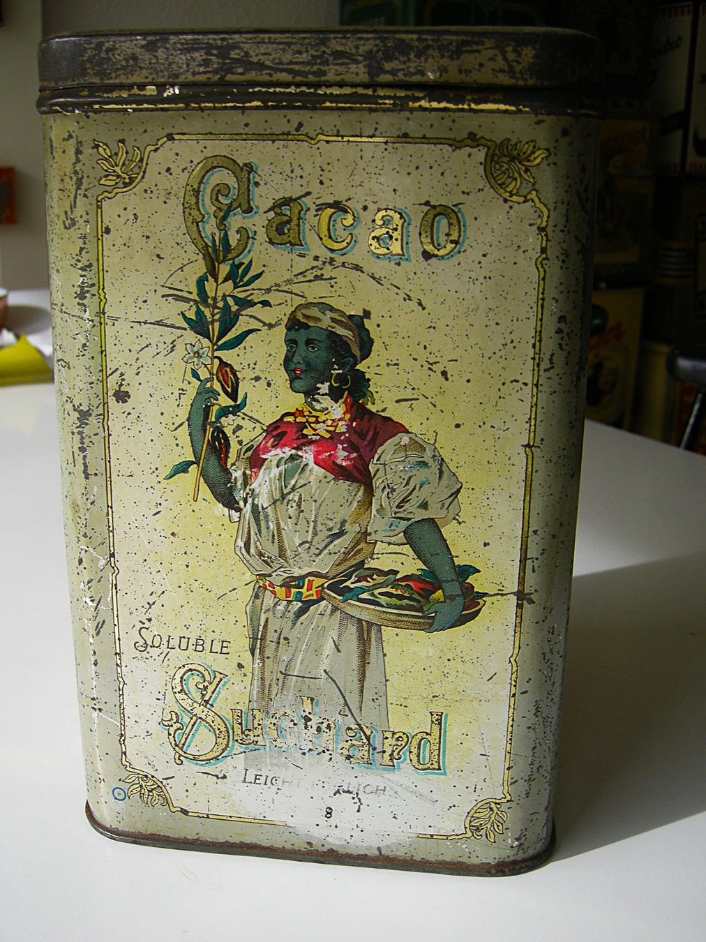 Suchard Barattoli: antike Blechdose Suchard Cacao – Usato da Luzern venduto da chf_zvb8 1