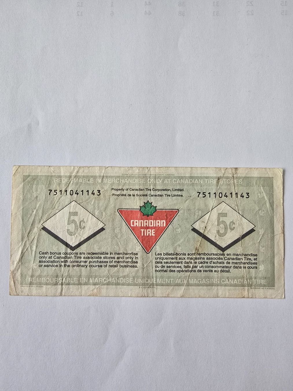 Buoni: Canadian Tire 5/C – Usato da Neuenhof venduto da brasvarela 1