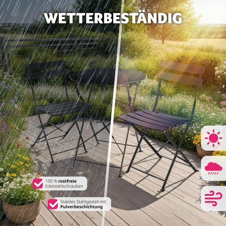 Set de table et chaises: Gartenmöbel Bistro Set Klapptisch mit 2 Stühlen VALENTIN – Neuf avec emballage d'origine à Lachen SZ par sw3zzy 5