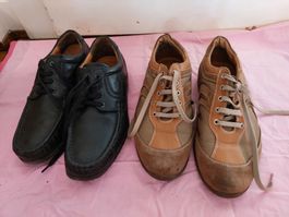 3  Chaussure Geox brun, cuir noir et basket  cuir Zara 43