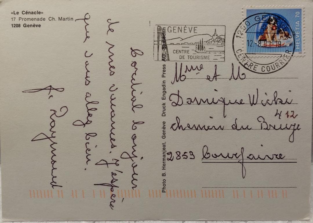 Cartoline postali: GENÈVE  -  "Le Cénacle"  -  2001 – Usato da Delémont venduto da Domdom1 1