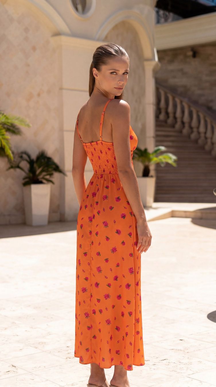 Vestiti: Rose Print Silk Midi Dress Size: S – Nuovo e nell'imballaggio originale da Zürich venduto da Ms.Me-Fashion 1