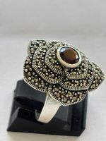 Ring Silber925  Granat Marcasit  guter Zustand 