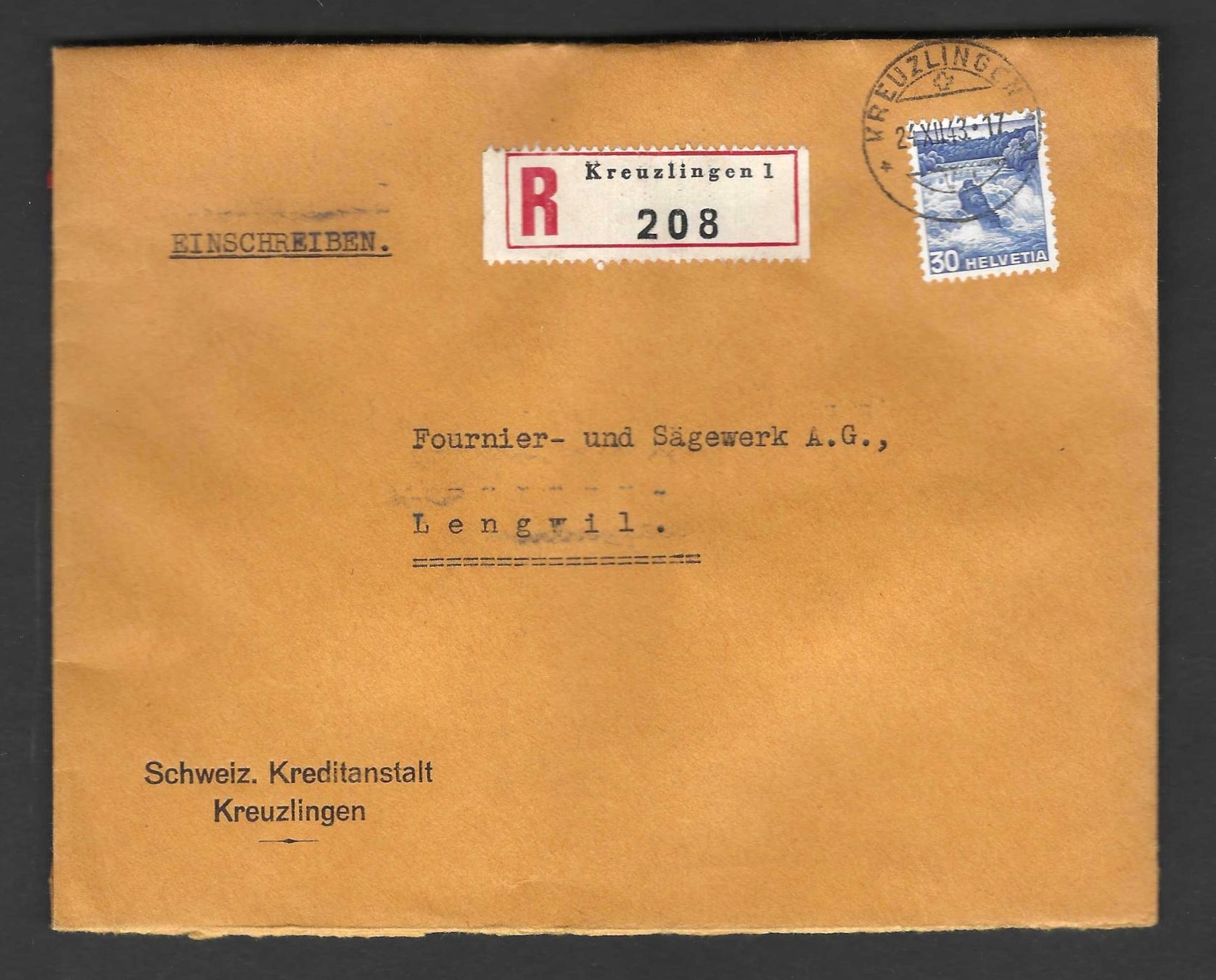Alle Briefmarken: CH Einschreiben Kreuzlingen 1 – Gebraucht aus Koblenz von Markenhimmel