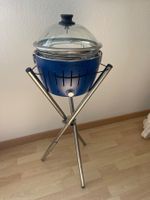 LotusGrill S blau Komplettset mit Glashaube, Thermometer