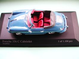 PORSCHE 356 CABRIOLET BLAU  1/43 MINICHAMPS DE