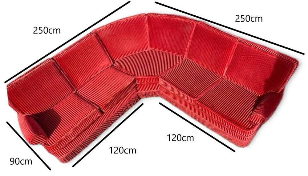 Sofas: Dänisches Ecksofa um 1960, in kirschrotem Möbelvelours – Neuf (Voir description) à Rotkreuz par Angelikiy 2