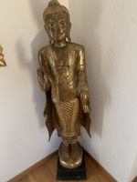 Buddha Statue, Holz, vergoldet, Asiatische Kunst, Deko 1,45m