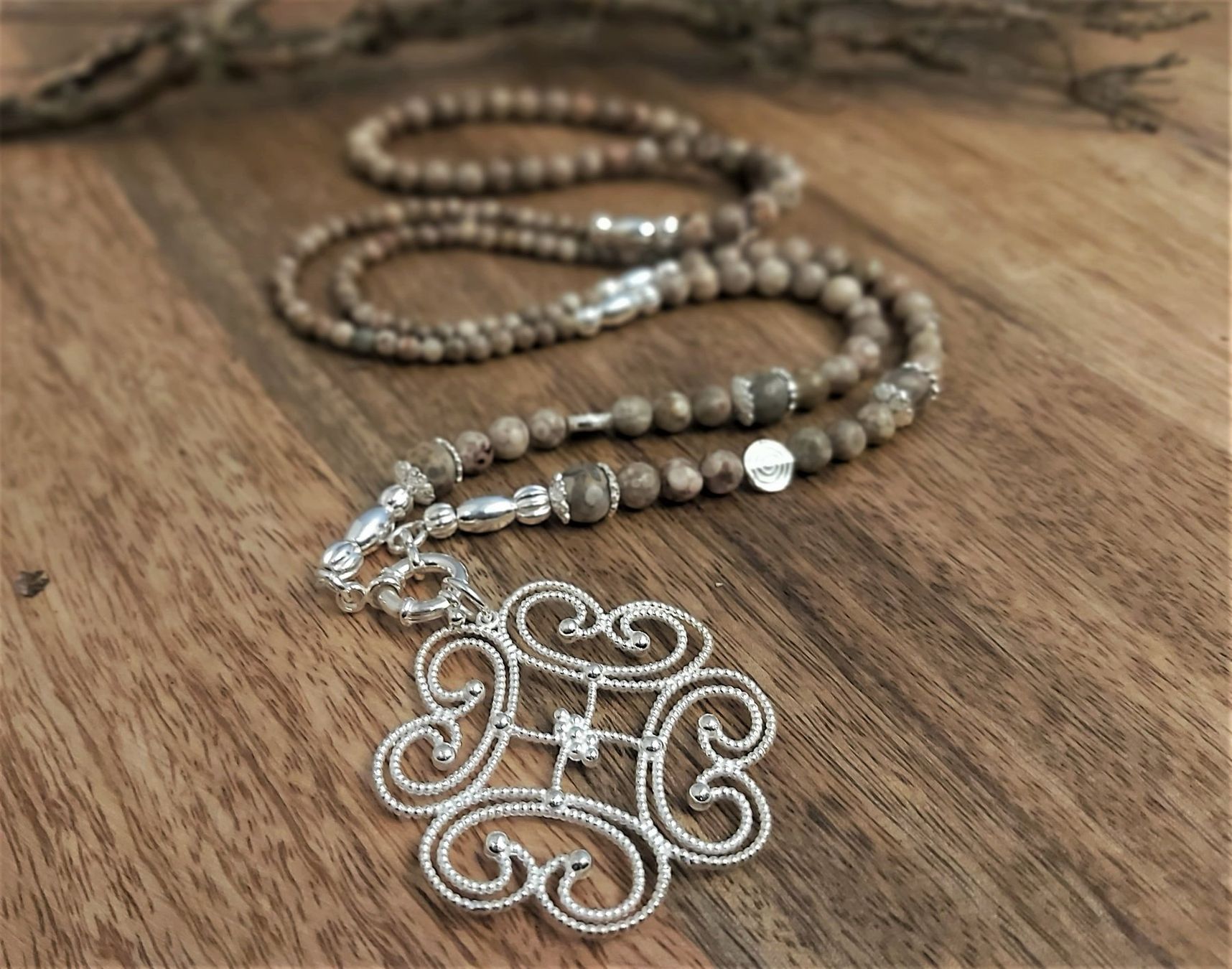 Catenine: ROSA - Edelsteinkette - Sterling Silber - hellbraun – Nuovo e nell'imballaggio originale da Mühlethal venduto da nicita-modeschmuck 2
