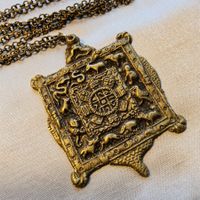 Altes Bronze Fengshui Sternzeichen Amulett mit Kette China