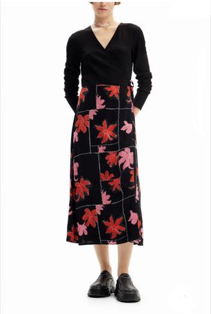 Desigual FLORAL WRAP MIDI DRESS, Gr. M
