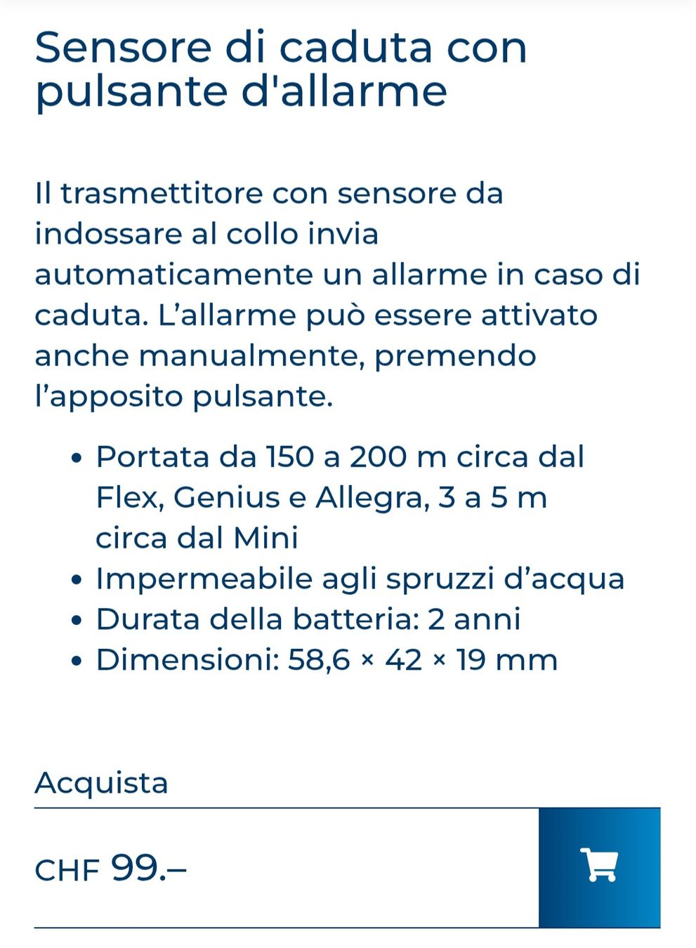 SmartLife Care Sistemi d'allarme: Fallsensor mit Alarmtaste – Nuovo e nell'imballaggio originale da Lugano venduto da Montarina 5