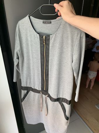 Graues Kleid mit Reissverschluss, Gr M