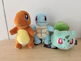 Pokemon Plüschfiguren Glumanda, Schiggy, Bisasam aus Japan