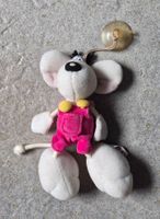 Diddl mit pinker Latzhose, Plüschanhänger