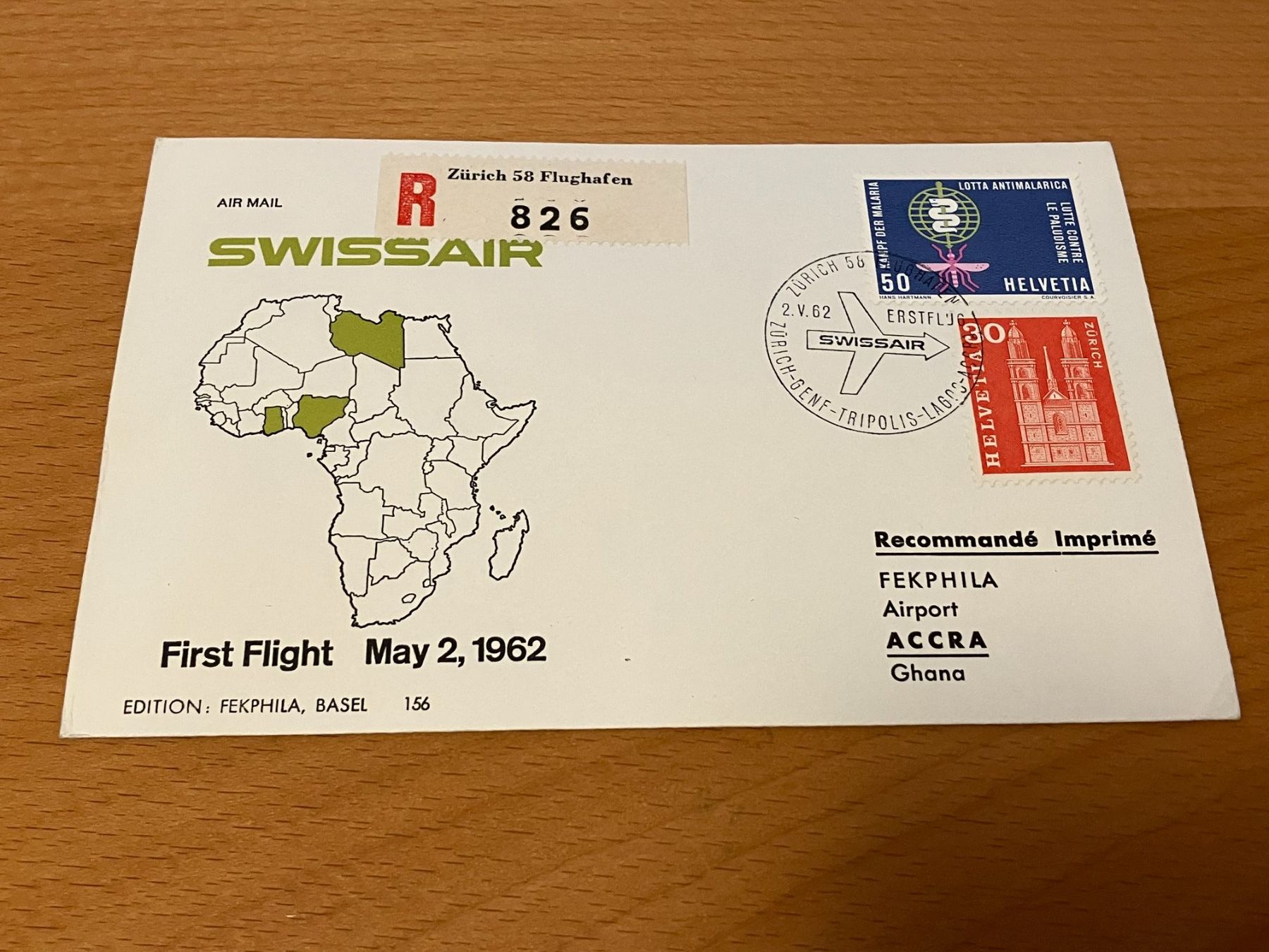 Alle Briefmarken: Swissair Einschreiben – Gebraucht aus Koblenz von mar_c2pj