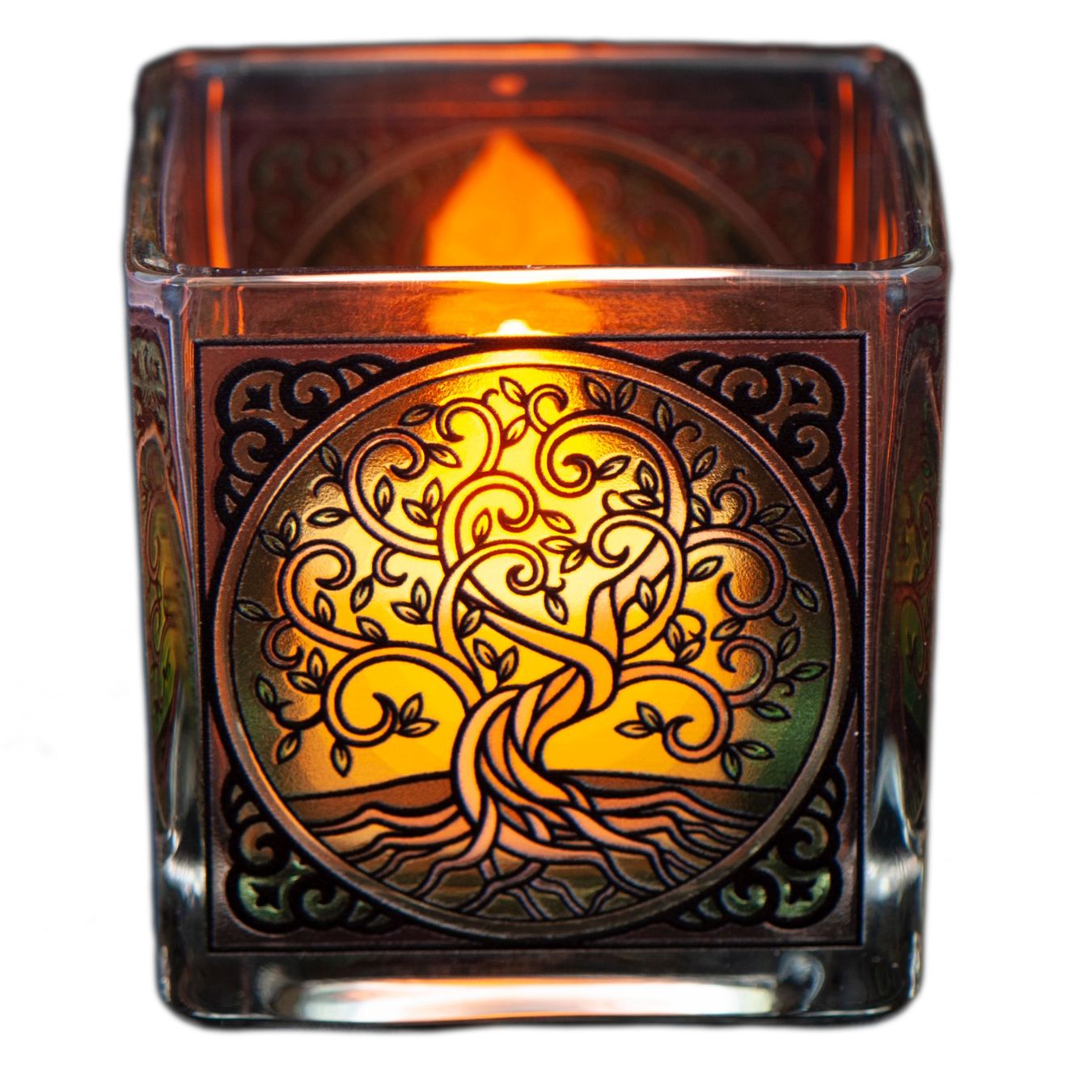 Portacandele: Teelichtglas - Yggdrasil (Lebensbaum) – Nuovo e nell'imballaggio originale da Mauren venduto da Yeelen 1