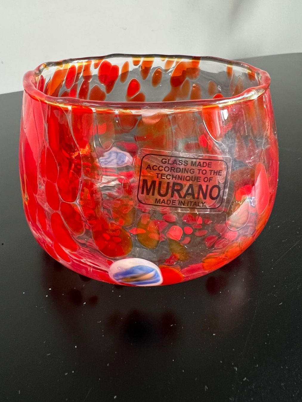 Murano Kerzenständer: Murano Glas Windlicht  Teelicht Rot-Orange – Gebraucht aus Jona von Sariksa