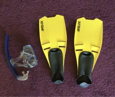 Schwimm Flossen Gr. 43 gelb starres Gummi 1x getragen top