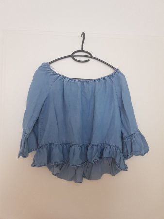 Zara Denim Off-Shoulder Top