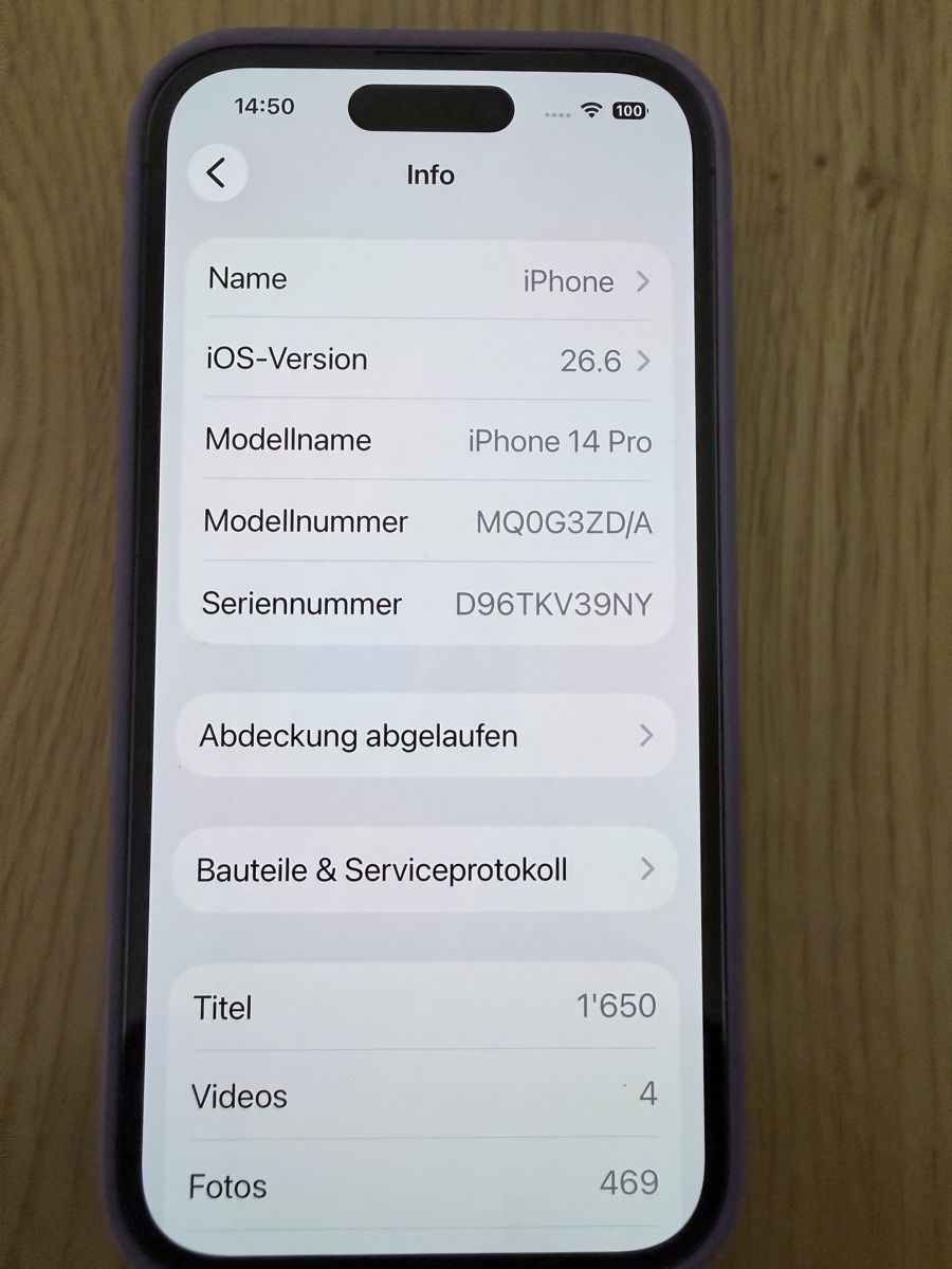 Apple Telefoni cellulari / Smartphones: Apple iPhone 14 Pro 128GB Deep Purple gebraucht  – Usato da Hofstetten ZH venduto da Jezi4 8