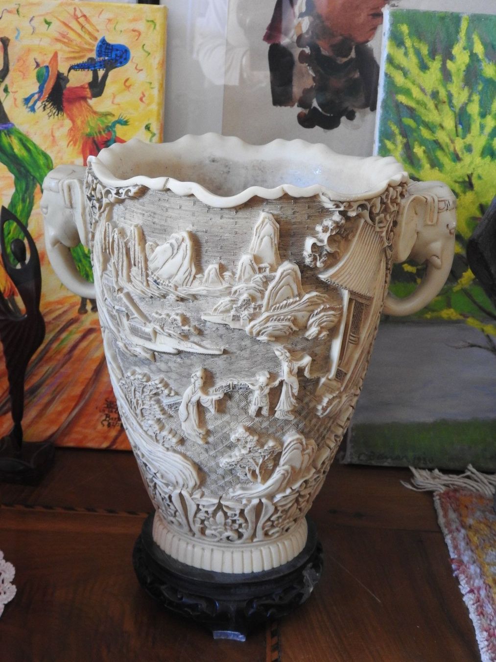 Alle Dekorationen: Asiatika: Cache Pot /  Vase in Elfenbein-Imitat – Gebraucht aus Stetten AG von Brissago25