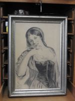 Mädchen mit Taube - Bild signiert
