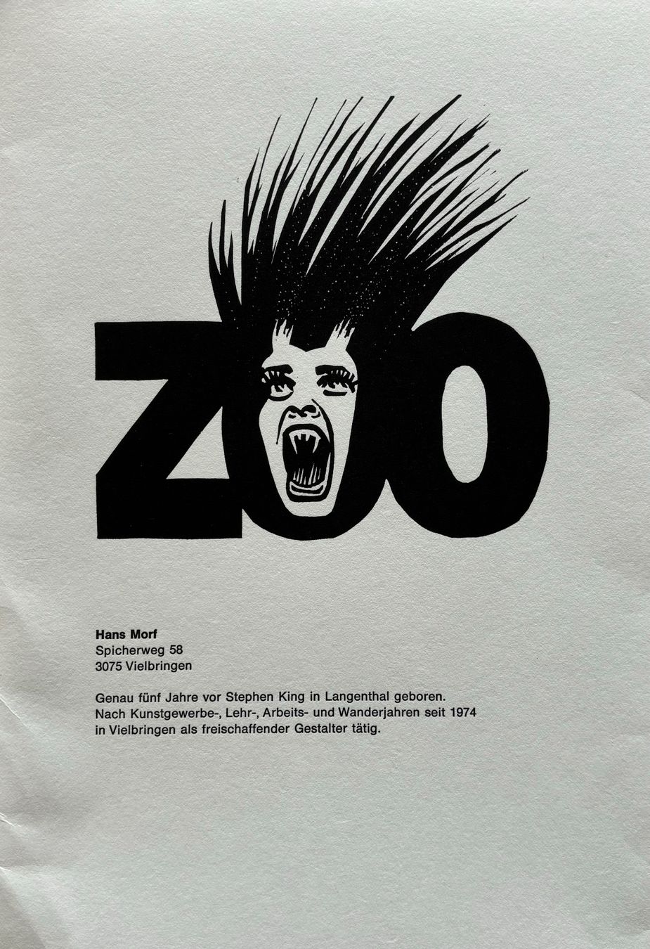 Xilografie: Hans Morf - Orig. Holzschnitt, Zoo, 1998 – Usato da Frauenfeld venduto da Merk52 1