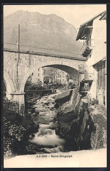 Cartoline postali: AK Saint-Gingolph, Ortspartie mit Bach – Usato da Berlin venduto da bartko-reher