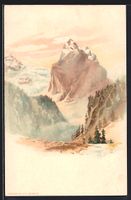 Litho Schweiz, Panorama mit Bergen
