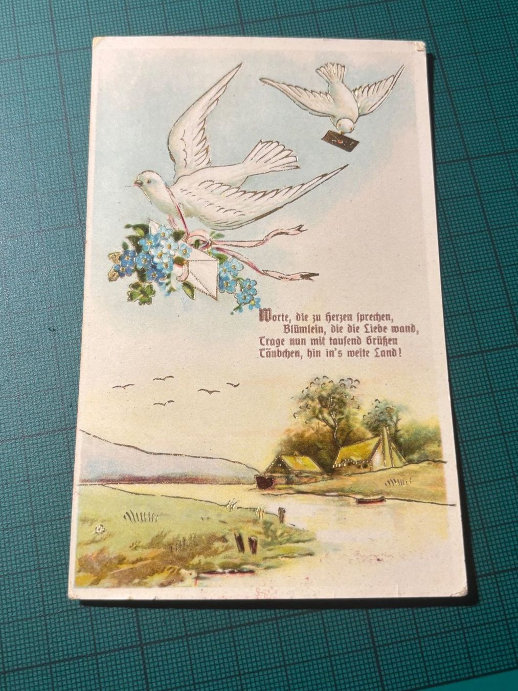 Cartoline postali: 3 Schöne Kitsch-Taubenliebeskarten.. – Usato da Utzenstorf venduto da Rose0303