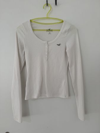 Hollister Damen gerippt weiss Langarmshirt Grösse XXS 