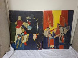 Abstrakte Original-Gemälde, expressive Kunst, 2er Set