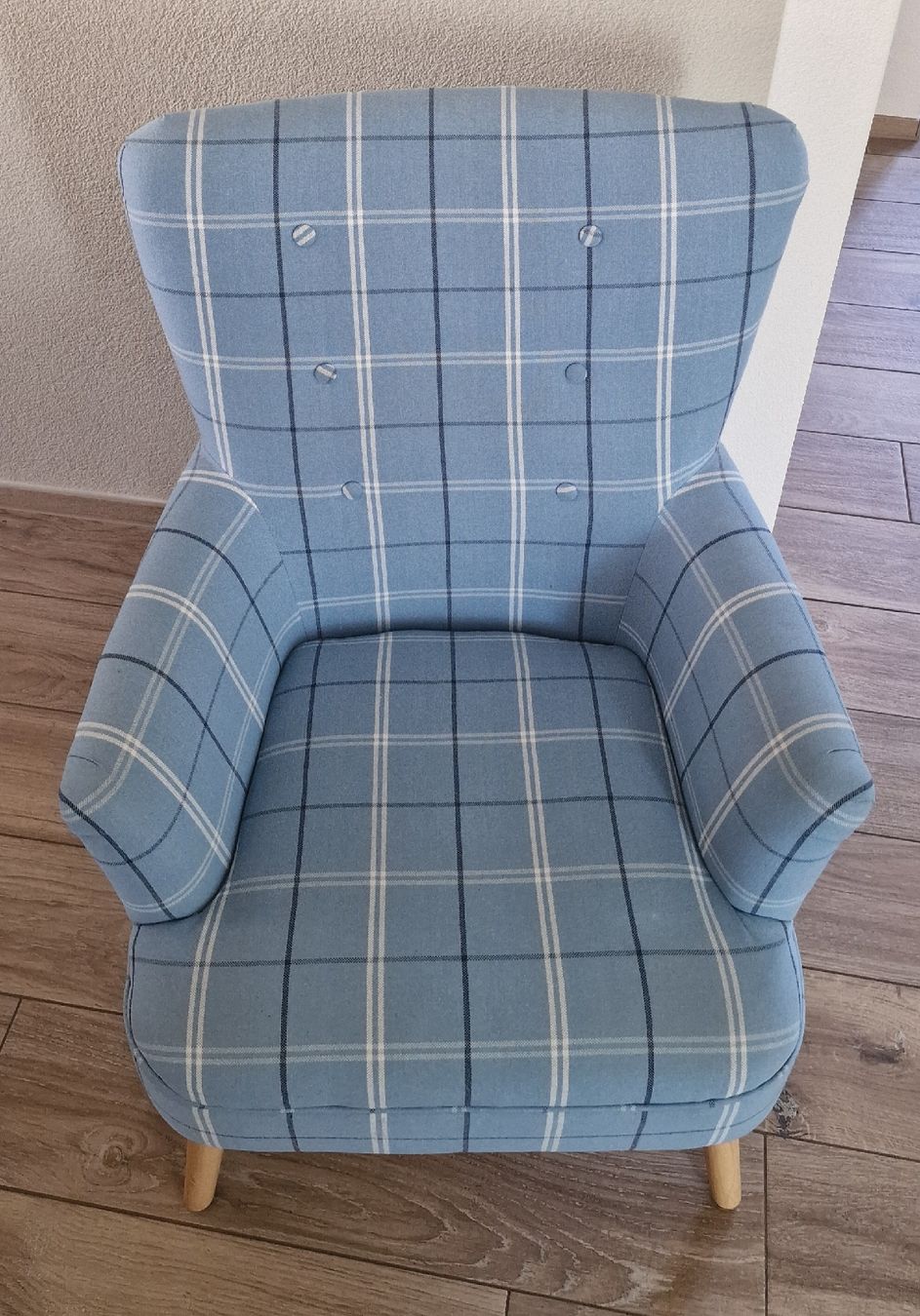Livique Poltrone: Blauer Karo Sessel, super Zustand – Usato da Suhr venduto da Sbume 2