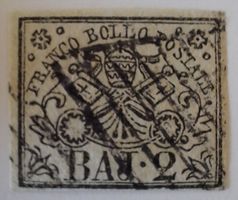 Kirchenstaat 1852 2 Bajocchi Briefmarke Gestempelt Original
