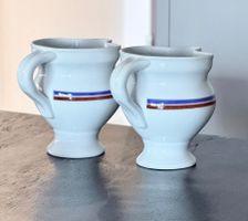 Tessiner Boccalino weiss mit blauen und roten Streifen 2 Stk