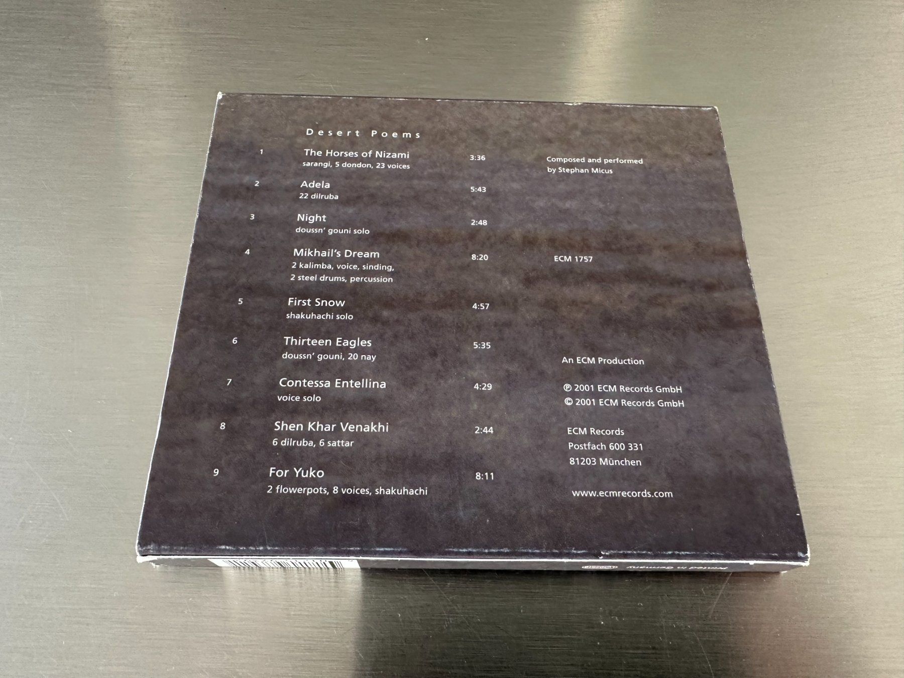 CD: ECM 1757 - STEPHAN MICUS - CD DESERT POEMS – Nuovo (secondo la descrizione) da Sion venduto da jaipur1401 1