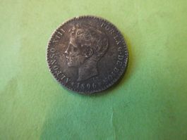 Spanien 1896, 50 Centimos - Silber