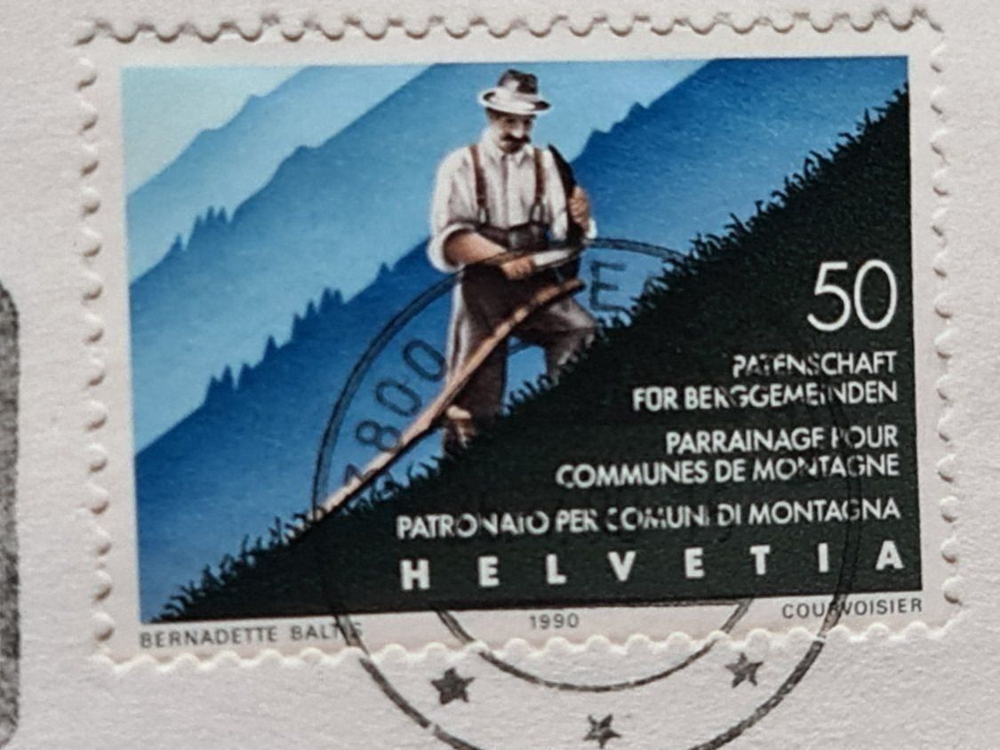 Cartoline postali: Ansichtskarte Grindelwald Kirche, Wetterhorn 1990 – Usato da Dintikon venduto da Vexi 1