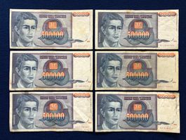 Belgrad 1993 - Jugoslawien - 6x 500000 Dinara