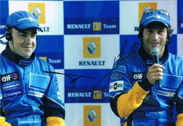 Fernando Alonso & Jarno Trulli F1 Autogramm Foto 20x30cm