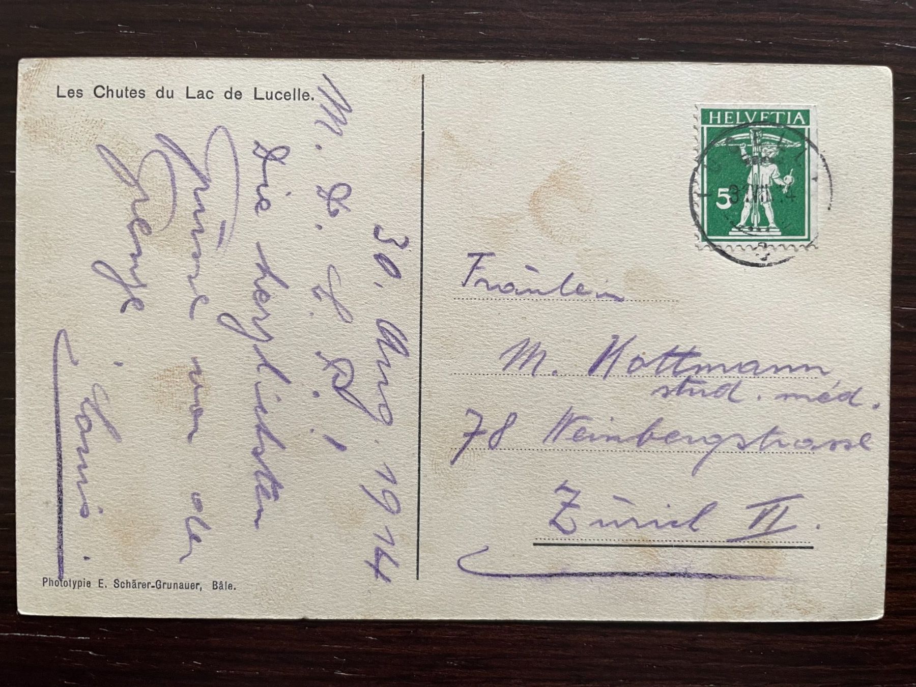 Cartoline postali: LUCELLE Les Chutes du Lac de Lucelle, animée, 1914 – Usato da Wald ZH venduto da TLILEF 1