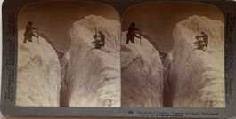 Vintage Stereofoto, Jungfrau, Gletscher Überquerung, 1900