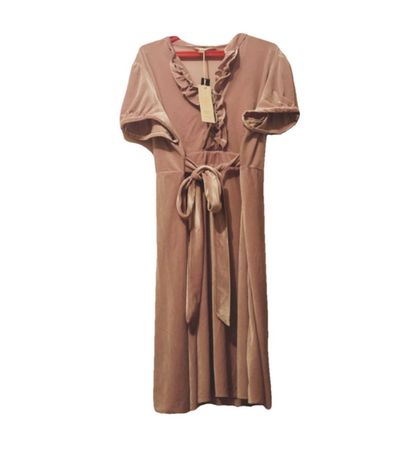 Luxury Designer Velvet Dress Rose Pink chic