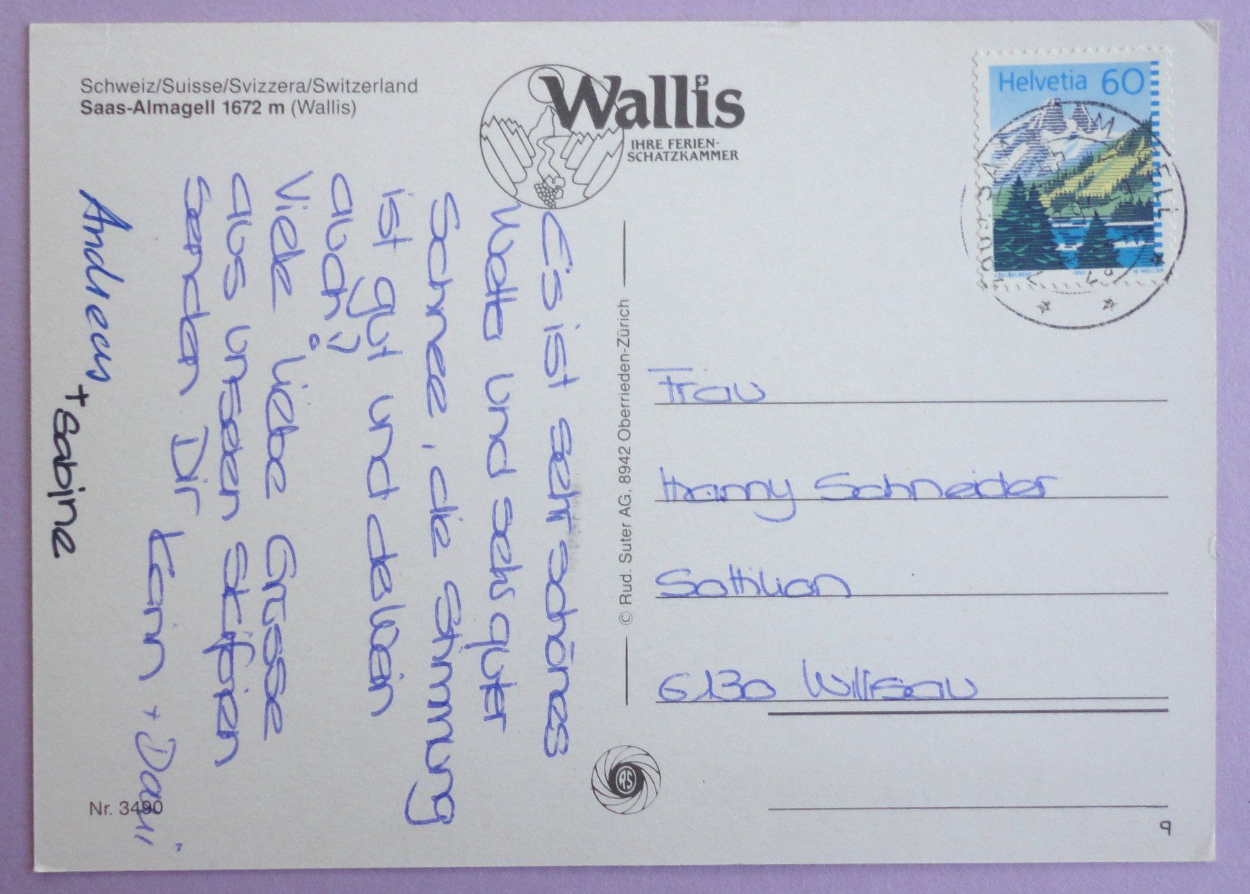 Cartoline postali: Saas-Almagell 1672 m – Usato da Fétigny venduto da Billy2miny 1