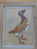 Original Handzeichnung Gans, koloriert, gerahmt