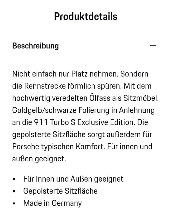 Accessori: Porsche Sitzfass – Nuovo (secondo la descrizione) da Wald ZH venduto da L46 3