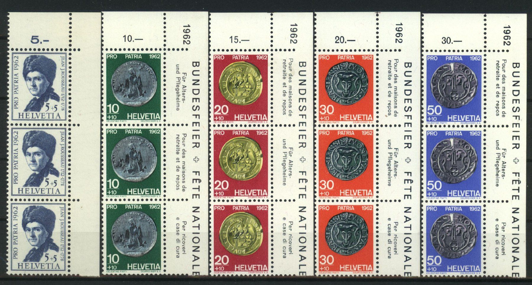 Tutti i francobolli: 1962, Pro Patria, mit Tabs, SBK 49.00 ** – Usato da Willisau venduto da Vollstempel
