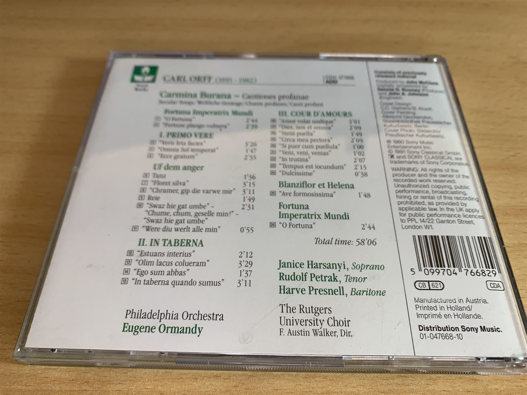 CD: Orff  - Carmina Burana - Eugene Ormandy – Usato da Rikon im Tösstal venduto da Alpenmutz 1