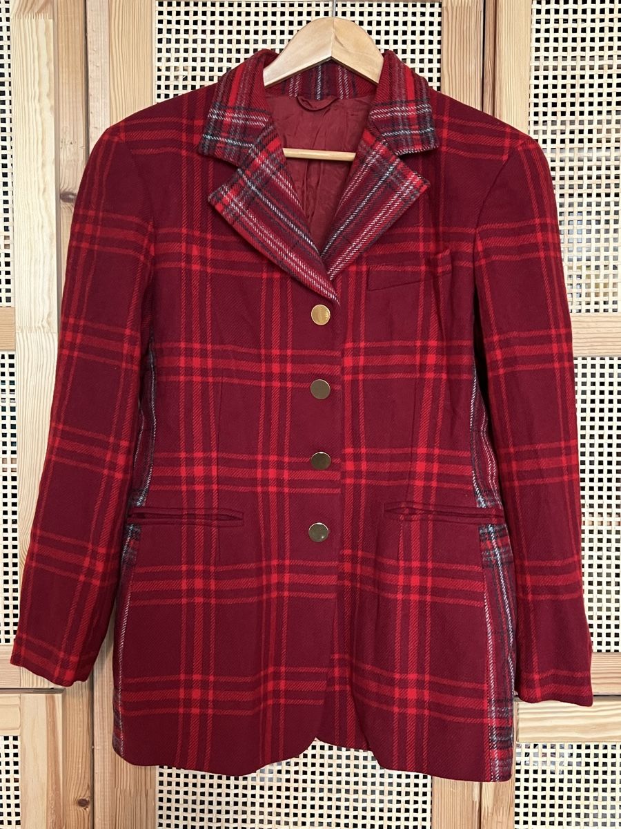 Max Mara Completi & Tailleur: Woll & Kaschmir Blazer, Rot kariert – Usato da Luzern venduto da closettheory